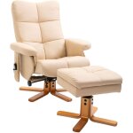 Fauteuil relax massant avec pouf - homcom - pivotant � 360�, dossier inclinable, t�l�commande - pu - ...