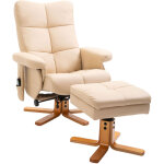 Fauteuil relax massant avec pouf - homcom - pivotant � 360�, dossier inclinable, t�l�commande - pu - ...