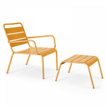 Fauteuil relax et repose pied en m�tal jaune - palavas
