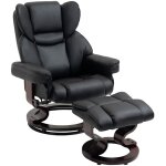 Fauteuil relax en simili cuir noir - pivotant  360 avec repose - pieds intgr - pour votre salon