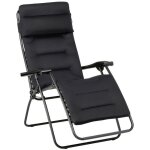 Fauteuil relax transat jardin - chaise longue matelass zro gravit - rsx clip - aircomfort - noir ...