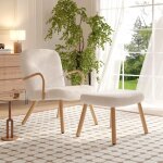 Fauteuil relaxant avec ottomane / repose - pieds, pieds en bois clair ? design confortable et �l�gant ...