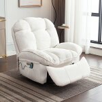 Fauteuil relax �lectrique pivotant avec massage et chauffage ? port usb et type - c ? blanc ? confort ...
