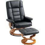 Fauteuil de relaxation inclinable homcom avec repose - pied, pivotant, cadre en bois , rev�tement synth�tique ...