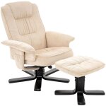 Idimex - fauteuil de relaxation avec repose - pieds charly, en velours ctel beige / noir