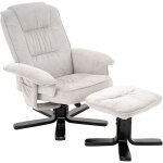 Idimex - fauteuil de relaxation avec repose - pieds charly, en velours ctel blanc / noir