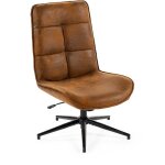 Fauteuil de relaxation, sans accoudoirs, avec revtement en tissu marron, rglable, pivotant et pieds ...