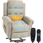 Fauteuil releveur �lectrique - homcom - massage et chauffage, dossier inclinable, ports usb - tissu en ...