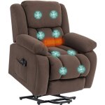 Fauteuil releveur �lectrique - homcom - massage et chauffage, dossier inclinable, t�l�commande - velours ...