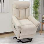 Fauteuil releveur �lectrique pour personnes �g�es, fauteuil de relaxation en velours c�tel� beige, confort ...