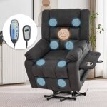 Fauteuil releveur �lectrique, relax massant chauffant inclinable avec repose - pieds, ports usb, tissu ...
