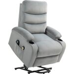 Homcom - fauteuil releveur massant chauffant inclinable - télécommande 4 modes 8 points - velours gris ... Homcom - fauteuil releveur massant chauffant inclinable - télécommande 4 modes 8 points - velours gris ...