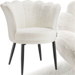 Tectake - fauteuil rembourrage pais revtement fourrure synthtique crme / noir