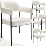 Tectake - lot 4 fauteuils rembourrs pieds en acier dossier continu noir / blanc