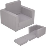 Fauteuil rembourr enfant 2en1 dpliable - gris - fauteuil enfant 48 x 41 cm convertible en lit