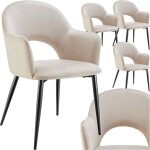 Tectake - lot 4 fauteuils aspect velours rembourr max 120 kg crme