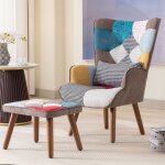 Fauteuil, avec repose - pieds, dossier rembourr�, design color block, chaise longue, 69x95, 5x51 cm, ...