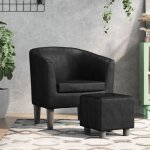 Fauteuil avec repose - pied noir similicuir