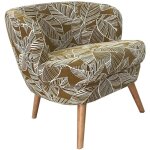Hellin - fauteuil r�tro en tissu jacquard motifs floraux - dagobert