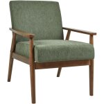 Fauteuil rétro en tissu polyester semblable à du lin salon structure en bois foncé léger vert esrum Fauteuil rétro en tissu polyester semblable à du lin salon structure en bois foncé léger vert esrum