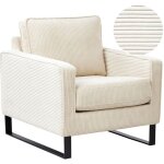 Beliani - fauteuil rtro en velours ctel avec accoudoirs pieds noirs beige clair vind