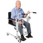 Fauteuil roulant de transfert hydraulique avec si�ge divis� � 180� et pot de chambre