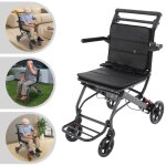 Fauteuil roulant de transport pliable avec sac de rangement, fauteuil roulant de voyage portable pour ...