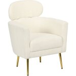 Fauteuil salon avec appuie - t�te amovible, fauteuil crapaud en peluche teddy, pieds en m�tal, 71 x 65 ...