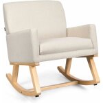 Fauteuil salon  bascule en bois, chaise  bascule avec pieds antidrapants, chaise de relaxation chambre ...