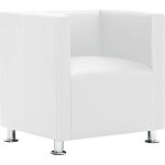 Fauteuil de salon?chaise?fauteuil cube blanc simili cuir cfw126051