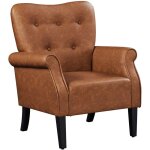 Fauteuil de salon chaise de salon moderne en similicuir avec dossier capitonn pied en bois chaise d'aappoint ...