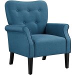 Fauteuil de salon chaise de salon moderne en tissu polyester avec dossier capitonn pied en bois chaise ...