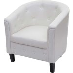 Décoshop26 - fauteuil de salon club style chesterfield en pvc blanc 040003155 Décoshop26 - fauteuil de salon club style chesterfield en pvc blanc 040003155