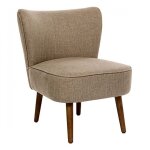 Fauteuil de salon crapaud scandinave avec pieds en bois, coloris beige - longueur 57 x profondeur 69 ...