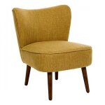 Fauteuil de salon crapaud scandinave avec pieds en bois, coloris ocre - longueur 57 x profondeur 69 x ...