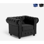 Fauteuil de salon style classique chesterfield en velours coventry - noir