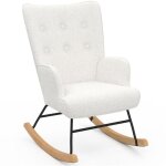 Fauteuil scandinave ivar en tissu � bascule bouclette beige