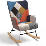 Fauteuil scandinave ivar en tissu � bascule patchwork multicouleurs