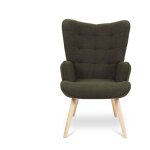 Sicaan - fauteuil scandinave stella bouclette kaki avec surpiqres