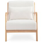 Sicaan - fauteuil scandinave vintage marie bouclette blanc et bois