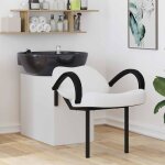 Fauteuil de shampooing blanc et noir 63 x 141 x 92 cm pvc