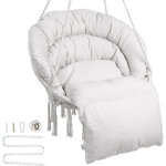 Fauteuil suspendu, 150 kg, chaise suspendue pivotante macrame, coussin, materiel de montage, corde en ...