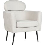 Beliani - fauteuil tissu blanc  dossier droit et pieds noirs obliques salon design soby