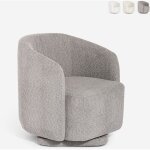 Fauteuil en tissu boucl� pour salon moderne pivotant orav - gris