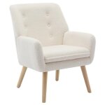 Vente - unique - fauteuil en tissu bouclette blanc serino