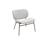 Fauteuil en tissu effet velours textur� gris et m�tal noir shelby