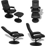 Fauteuil tv avec repose - pied noir similicuir - fauteuil cuir synth�tique - chaise lounge - fauteuil ...