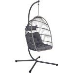 Fauteuil ?uf suspendu anthracite toscana acier. osier. polyester. 105 x 105 x 196 cm
