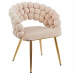 Fauteuil en velours beige tiss� sur pieds dor�s par finnitex glamour
