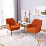 Fauteuil velours avec dossier mi - haut ergonomique, structure bois et pieds m�tal dor� ? montage facile, ...